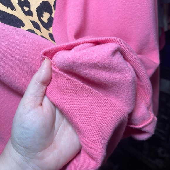 Fifth Sun Pink Leopard Heart Crewneck Sweatshirt - Picture 5 of 7